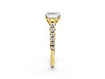Asscher Cut Diamond Vintage Scroll Solitaire Ring in Yellow gold with Graduated Round Side Stones_26