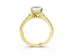 Asscher Cut Diamond Vintage Scroll Solitaire Ring in Yellow gold with Graduated Round Side Stones_27