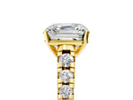Asscher Cut Diamond Vintage Scroll Solitaire Ring in Yellow gold with Graduated Round Side Stones_29