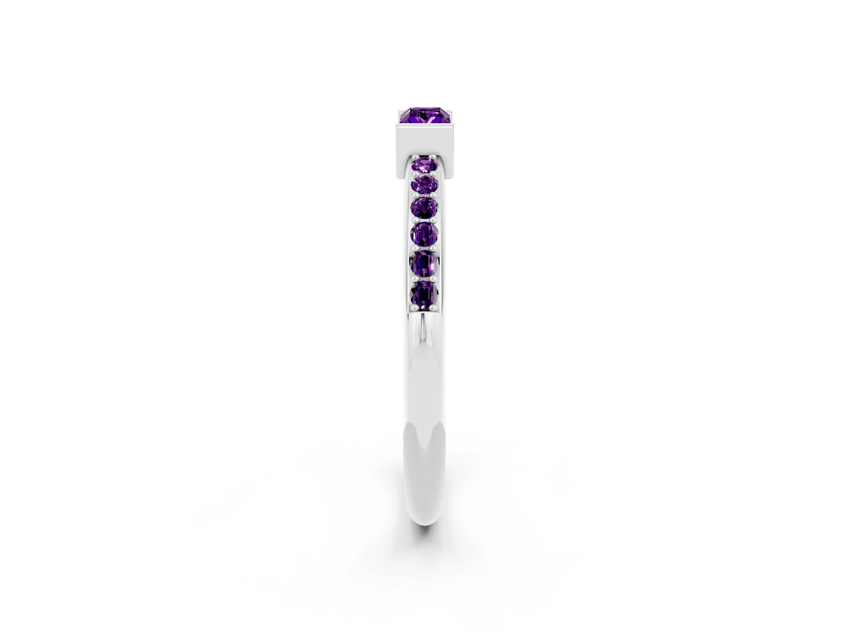 Baguette Amethyst Pavé Band in Silver with Bar Setting_2