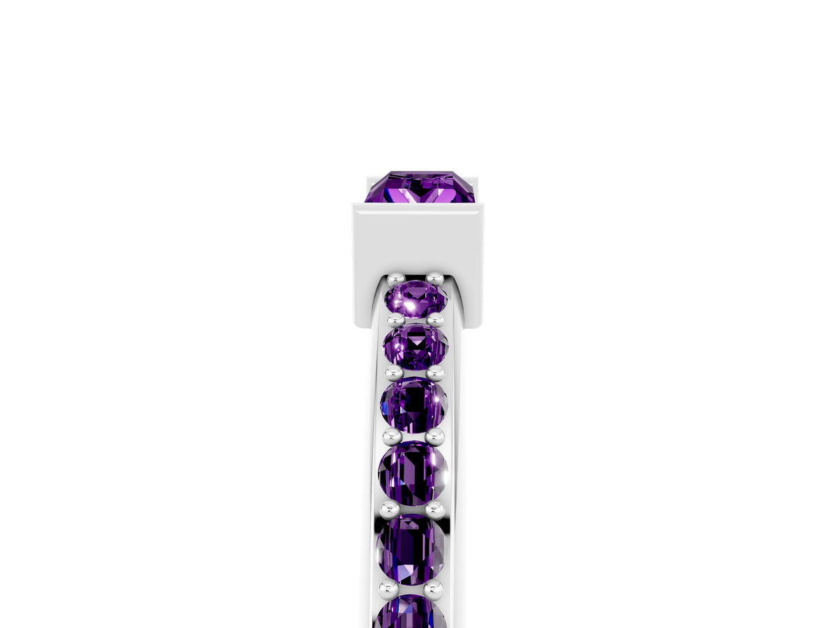 Baguette Amethyst Pavé Band in Silver with Bar Setting_5