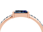 Baguette Aquamarine Pavé Band in Rose gold with Bar Setting_4