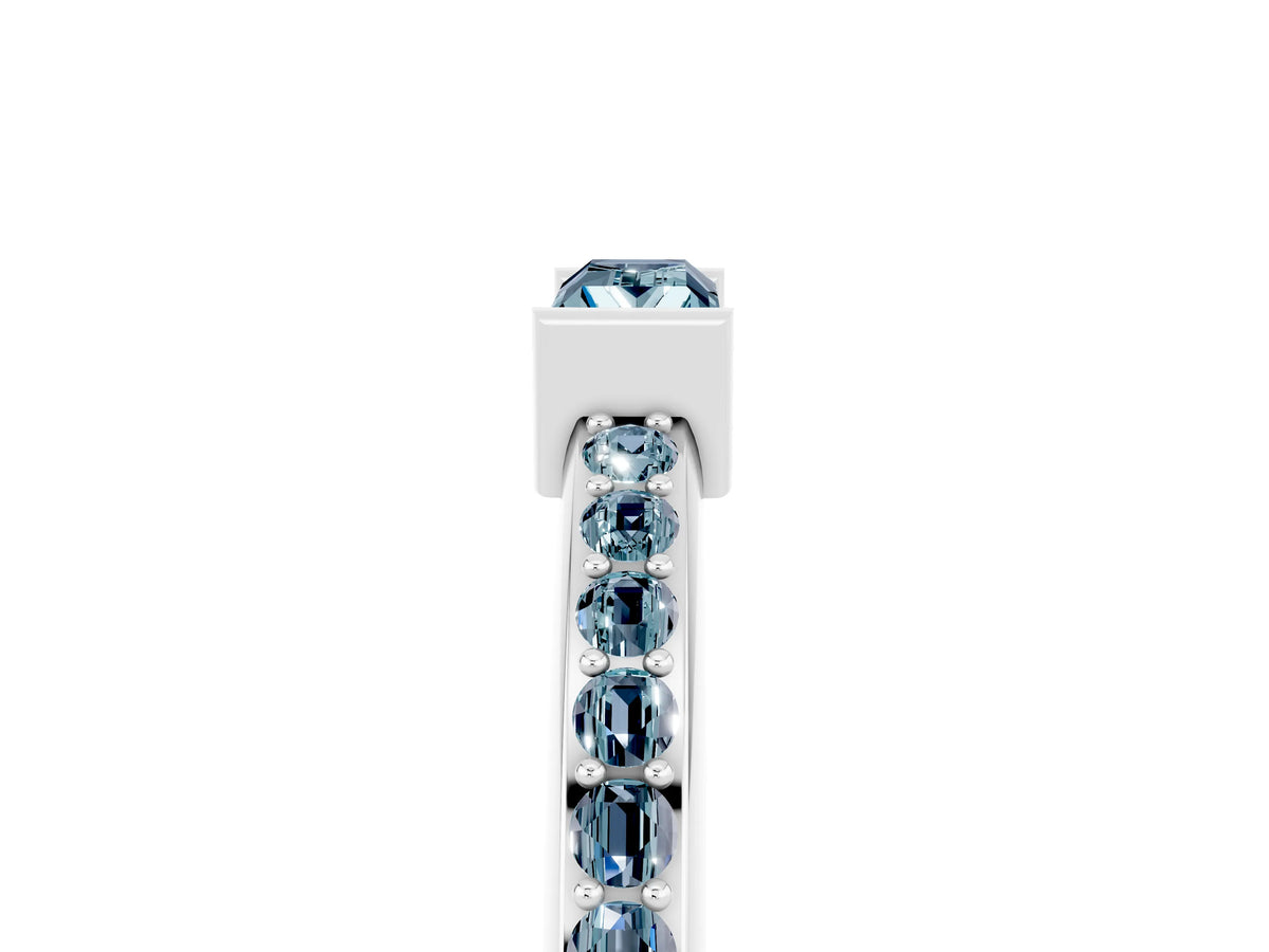Baguette Aquamarine Pavé Band in Silver with Bar Setting_5