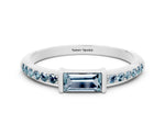 Baguette Aquamarine Pavé Band in White gold with Bar Setting
