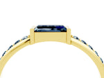 Baguette Aquamarine Pavé Band in Yellow gold with Bar Setting_4