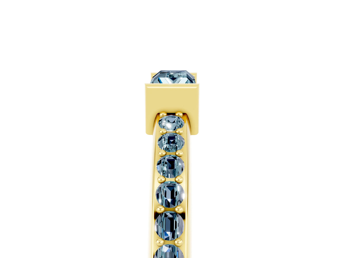 Baguette Aquamarine Pavé Band in Yellow gold with Bar Setting_5