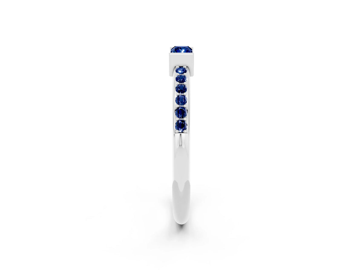 Baguette Blue Sapphire Pavé Band in Platinum with Bar Setting_2
