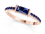 Baguette Blue Sapphire Pavé Band in Rose gold with Bar Setting_1