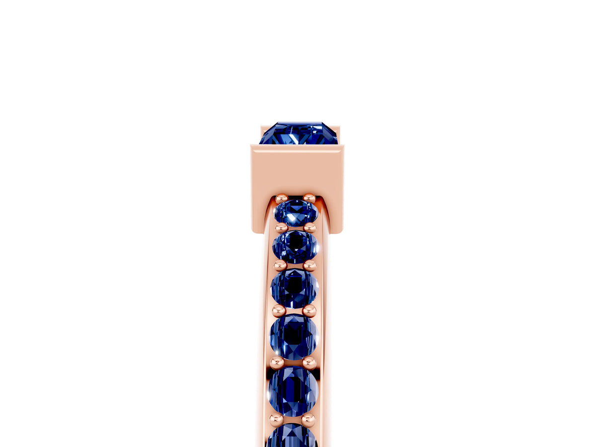Baguette Blue Sapphire Pavé Band in Rose gold with Bar Setting_5