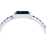 Baguette Blue Sapphire Pavé Band in White gold with Bar Setting_4