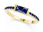 Baguette Blue Sapphire Pavé Band in Yellow gold with Bar Setting_1