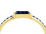 Baguette Blue Sapphire Pavé Band in Yellow gold with Bar Setting_4