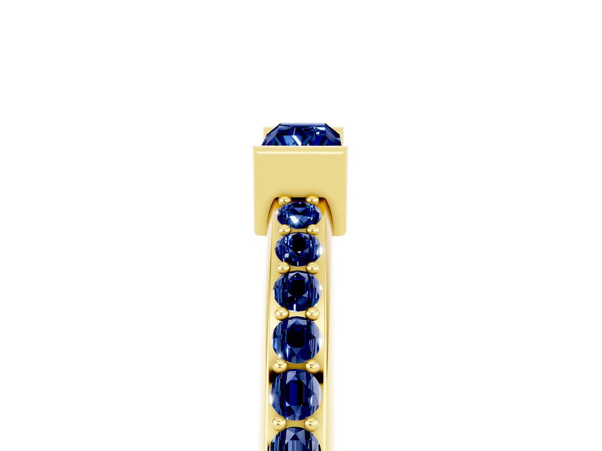 Baguette Blue Sapphire Pavé Band in Yellow gold with Bar Setting_5