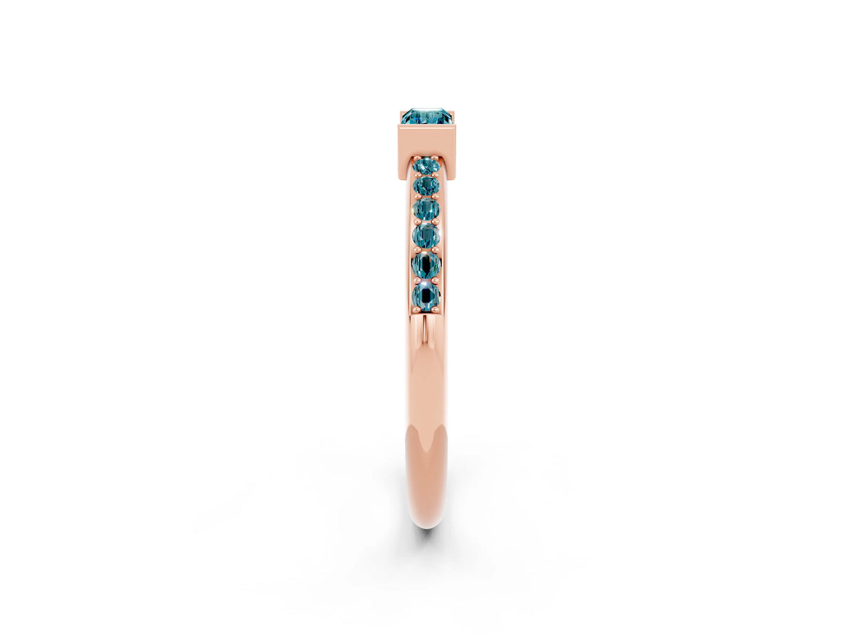 Baguette Blue Topaz Pavé Band in Rose gold with Bar Setting_2
