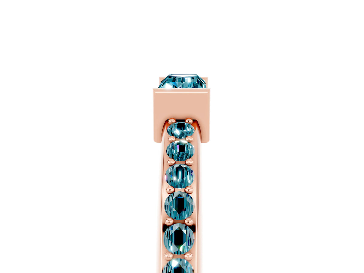 Baguette Blue Topaz Pavé Band in Rose gold with Bar Setting_5