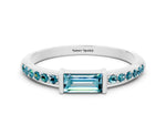 Baguette Blue Topaz Pavé Band in Silver with Bar Setting