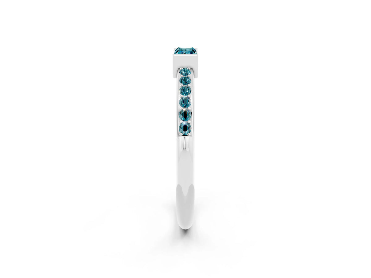 Baguette Blue Topaz Pavé Band in Silver with Bar Setting_2