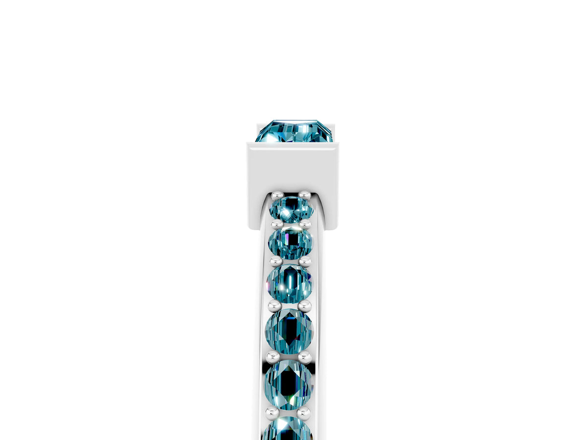 Baguette Blue Topaz Pavé Band in Silver with Bar Setting_5