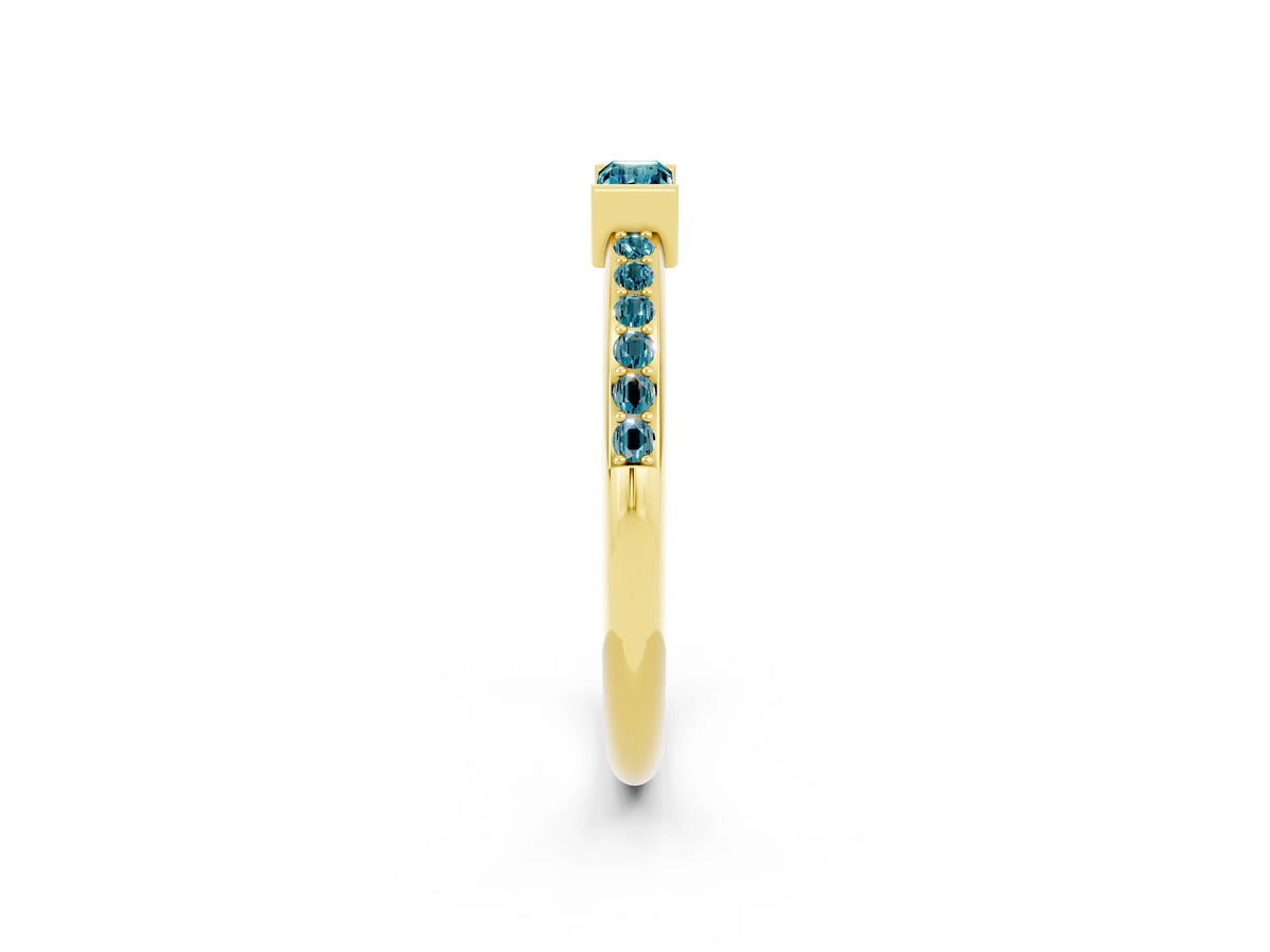 Baguette Blue Topaz Pavé Band in Yellow gold with Bar Setting_2