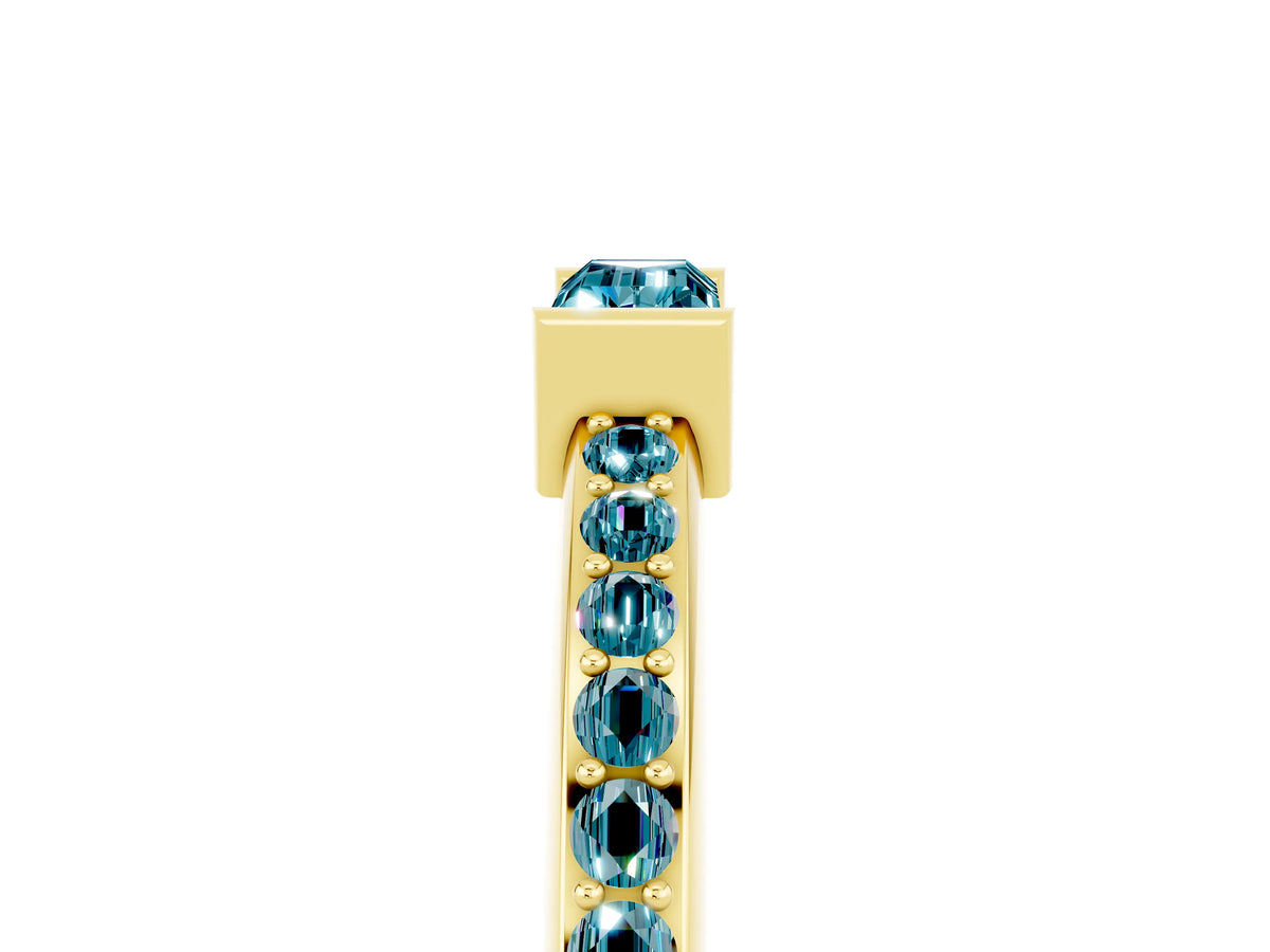Baguette Blue Topaz Pavé Band in Yellow gold with Bar Setting_5