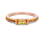 Baguette Citrine Pavé Band in Rose gold with Bar Setting
