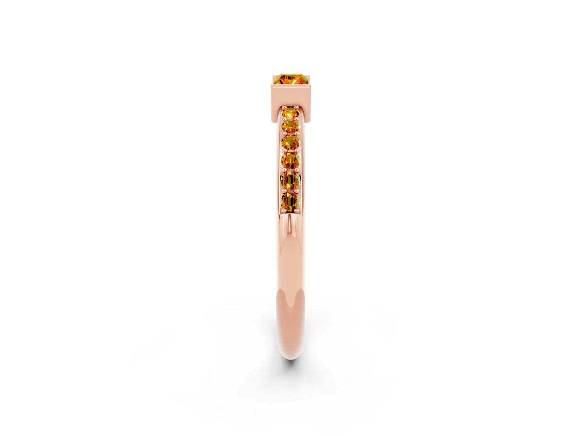 Baguette Citrine Pavé Band in Rose gold with Bar Setting_2