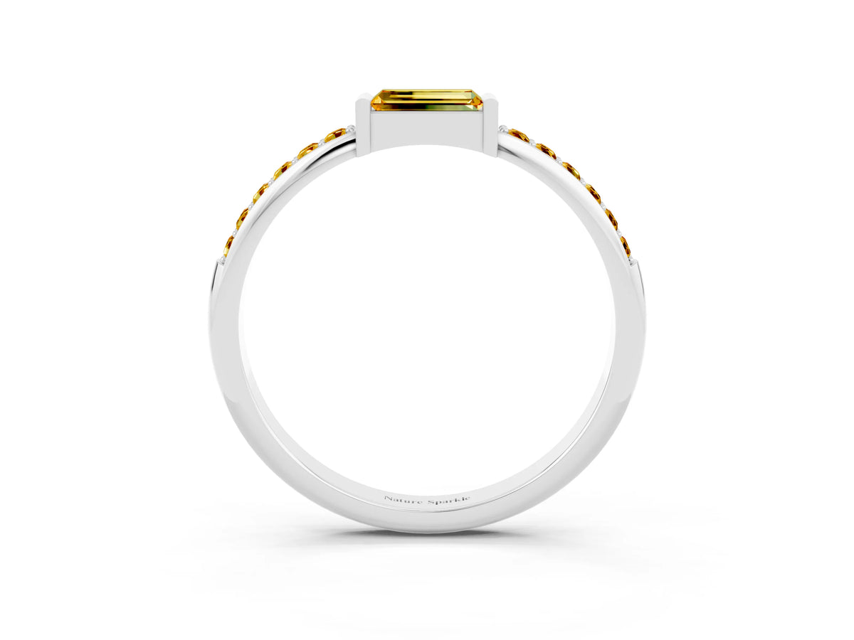 Baguette Citrine Pavé Band in Silver with Bar Setting_3