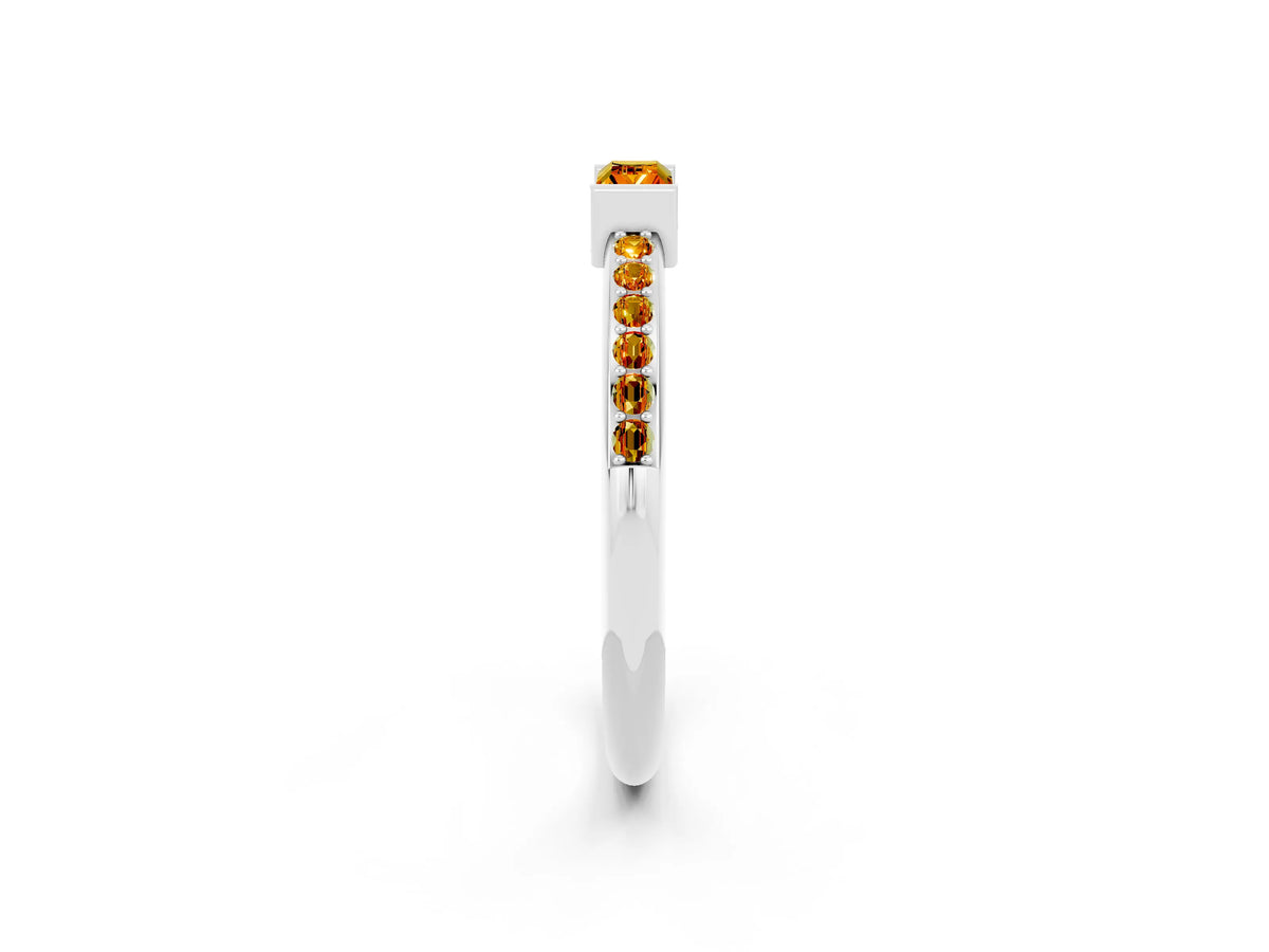 Baguette Citrine Pavé Band in White gold with Bar Setting_2