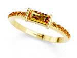 Baguette Citrine Pavé Band in Yellow gold with Bar Setting_1