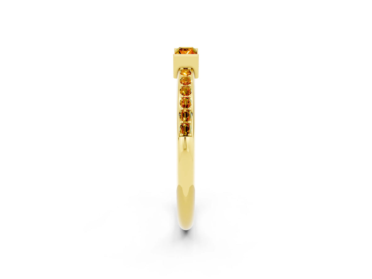 Baguette Citrine Pavé Band in Yellow gold with Bar Setting_2
