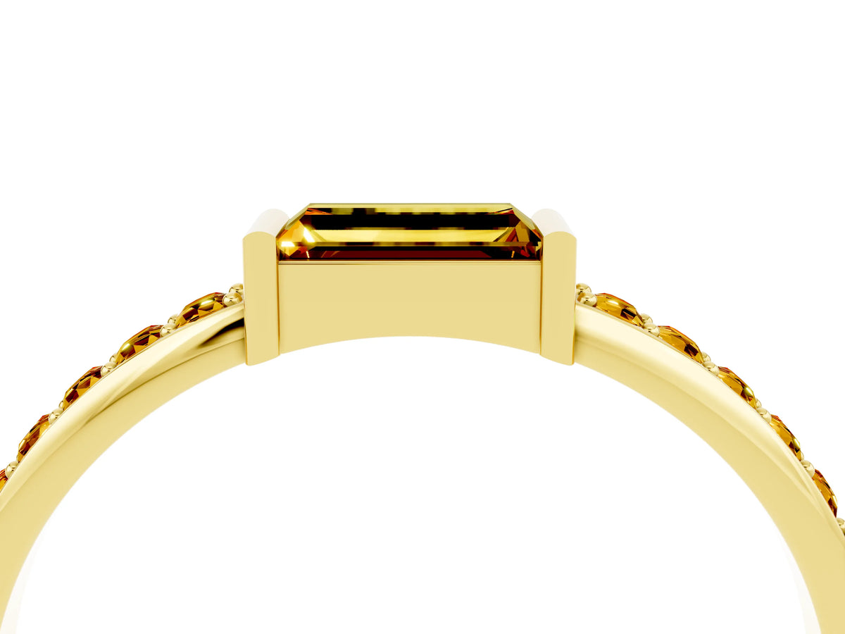 Baguette Citrine Pavé Band in Yellow gold with Bar Setting_4