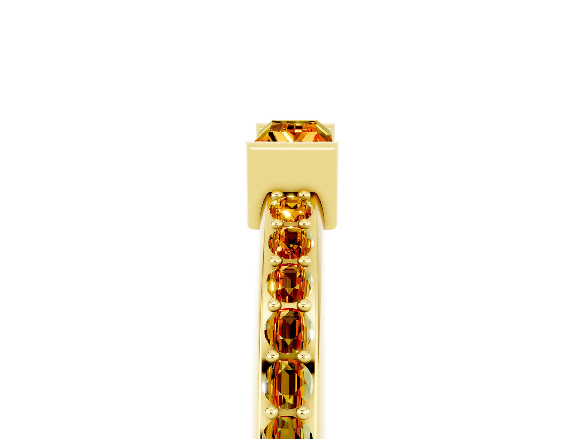 Baguette Citrine Pavé Band in Yellow gold with Bar Setting_5