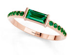 Baguette Emerald Pavé Band in Rose gold with Bar Setting_1