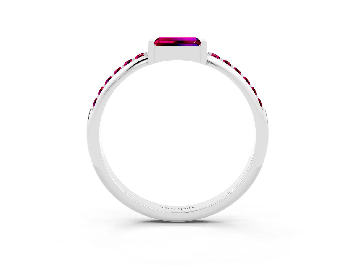 Baguette Garnet Pavé Band in Silver with Bar Setting_3