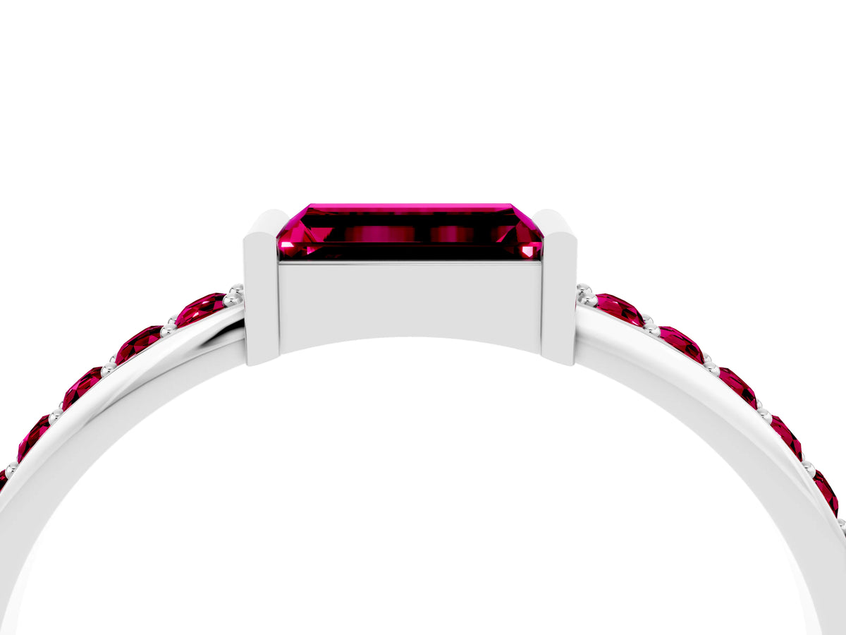 Baguette Garnet Pavé Band in Silver with Bar Setting_4