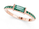 Baguette Green Sapphire Pavé Band in Rose gold with Bar Setting_1