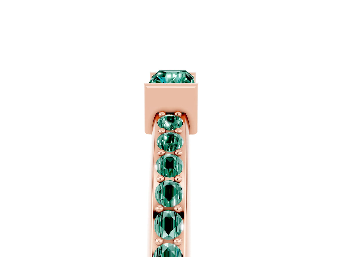 Baguette Green Sapphire Pavé Band in Rose gold with Bar Setting_5