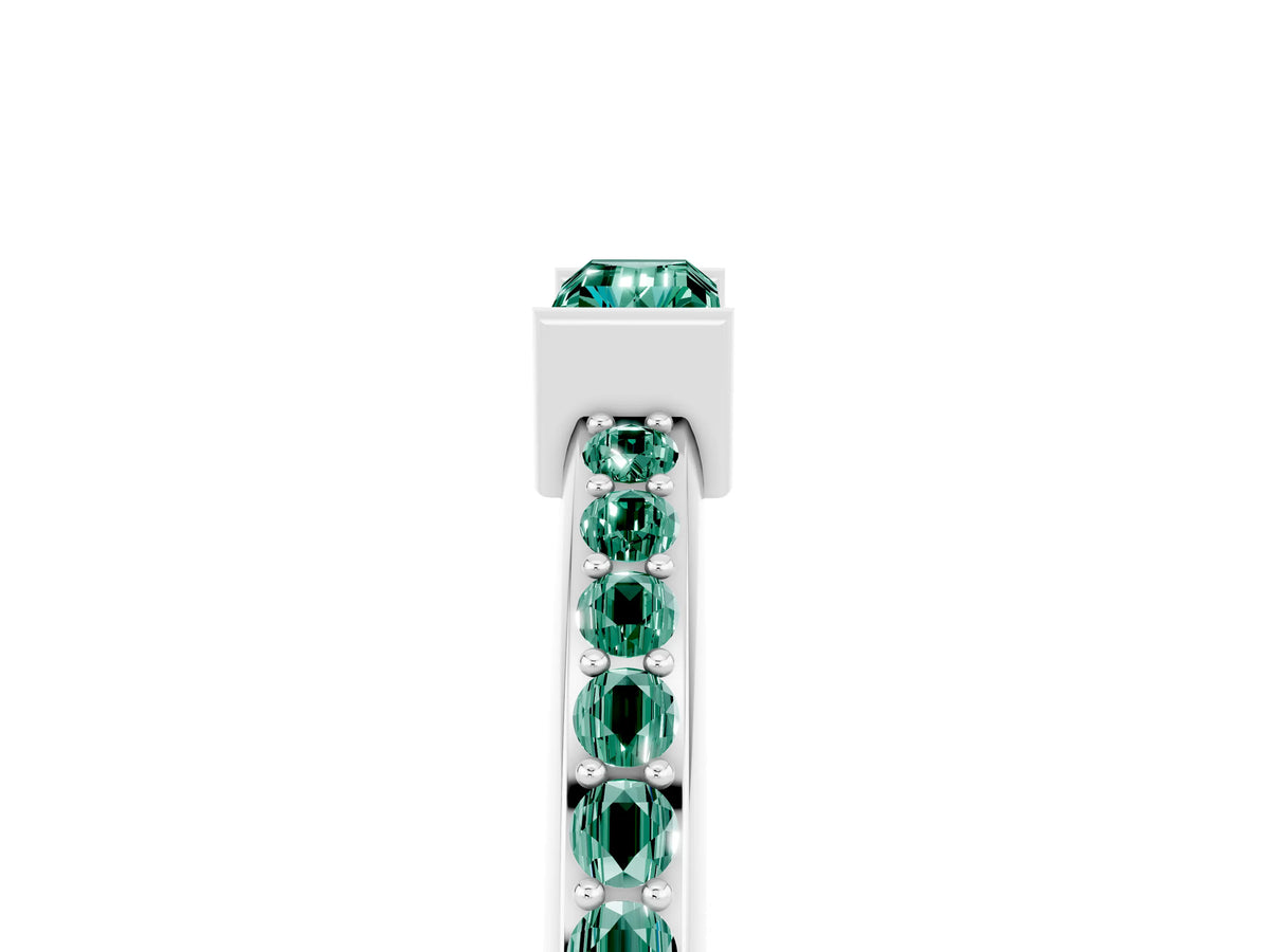 Baguette Green Sapphire Pavé Band in Silver with Bar Setting_5