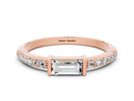 Baguette Moissanite Pavé Band in Rose gold with Bar Setting