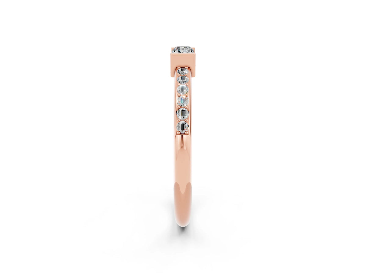 Baguette Moissanite Pavé Band in Rose gold with Bar Setting_2
