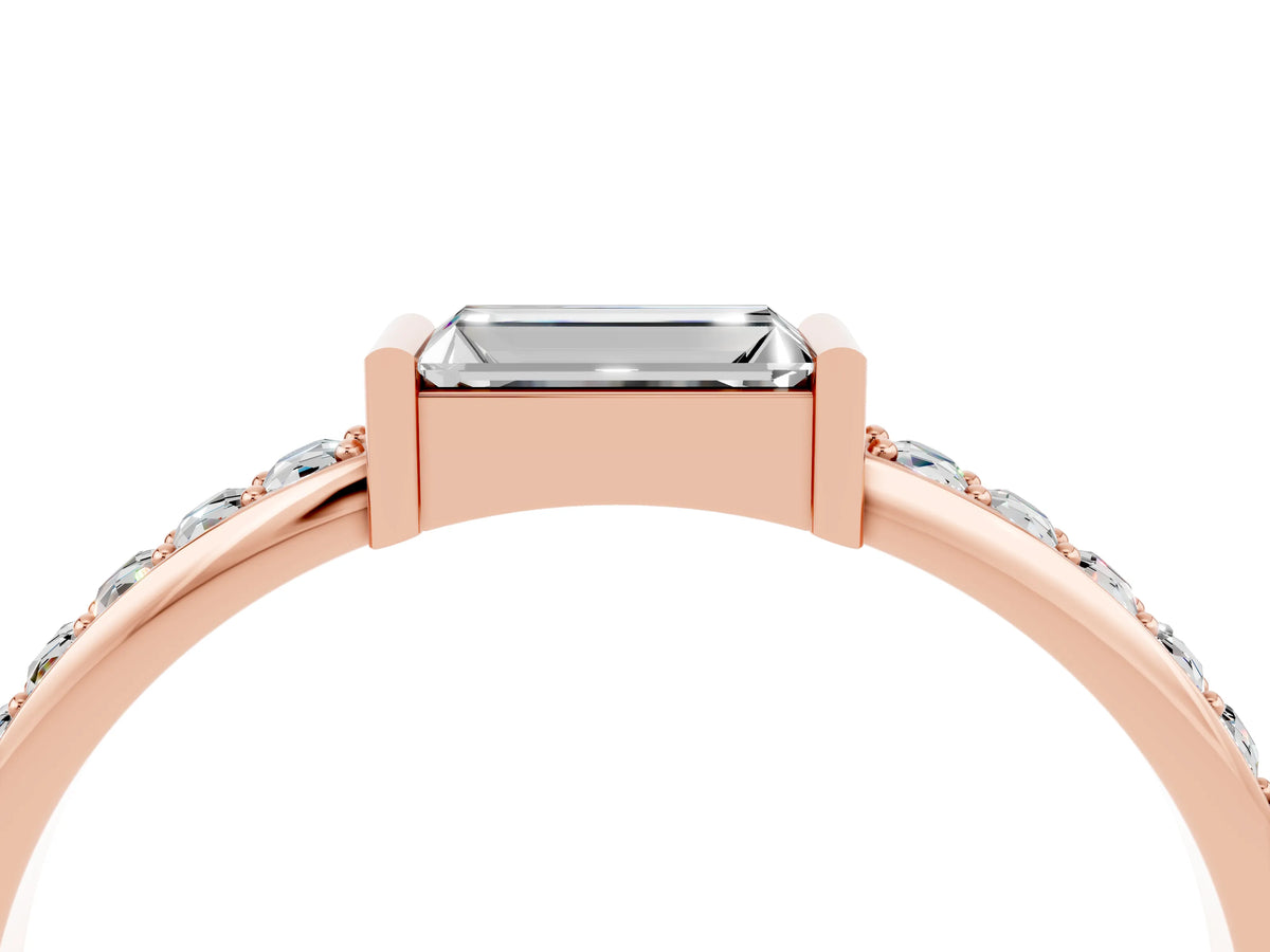 Baguette Moissanite Pavé Band in Rose gold with Bar Setting_4