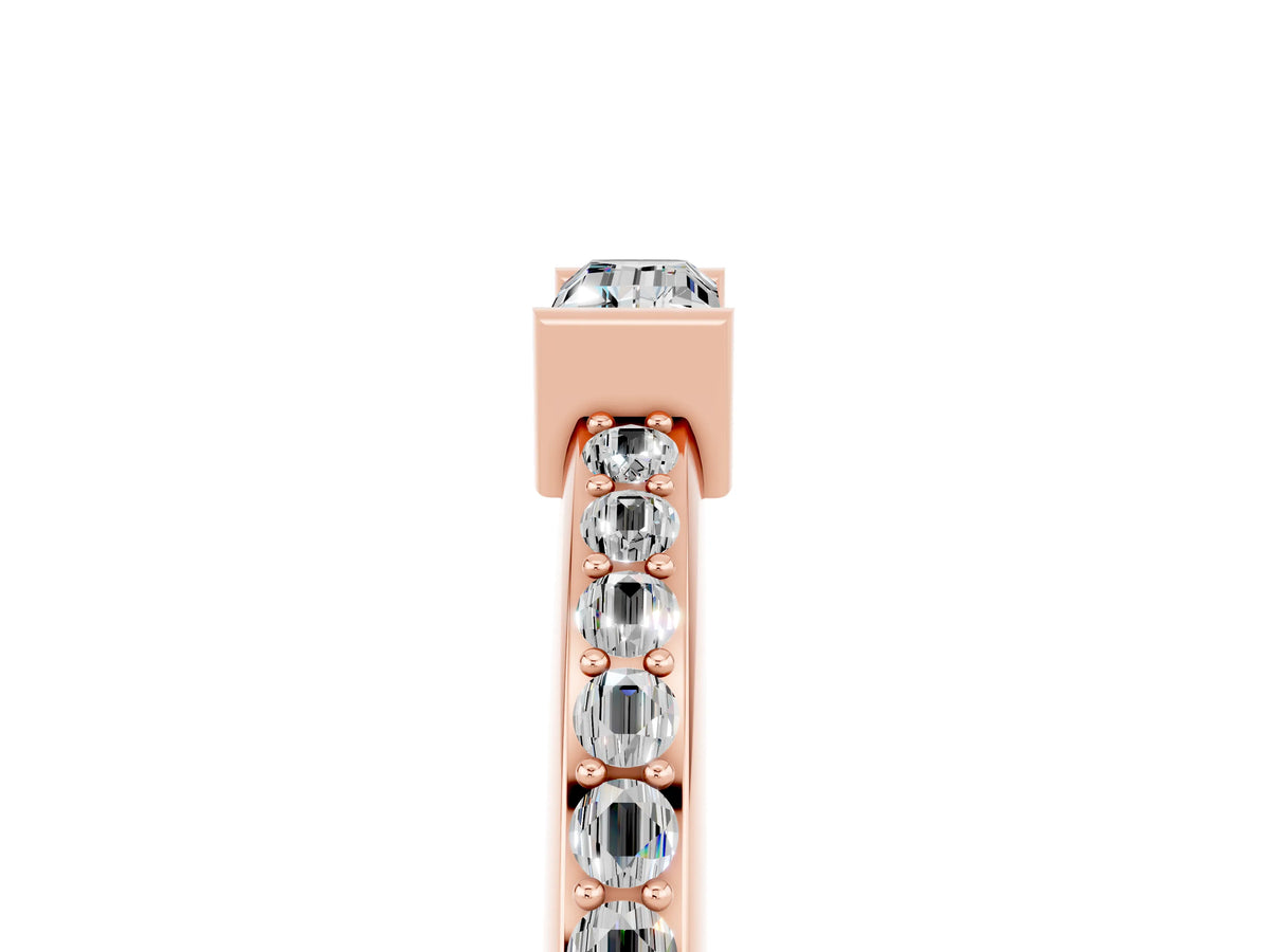 Baguette Moissanite Pavé Band in Rose gold with Bar Setting_5
