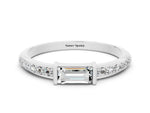 Baguette Moissanite Pavé Band in Silver with Bar Setting