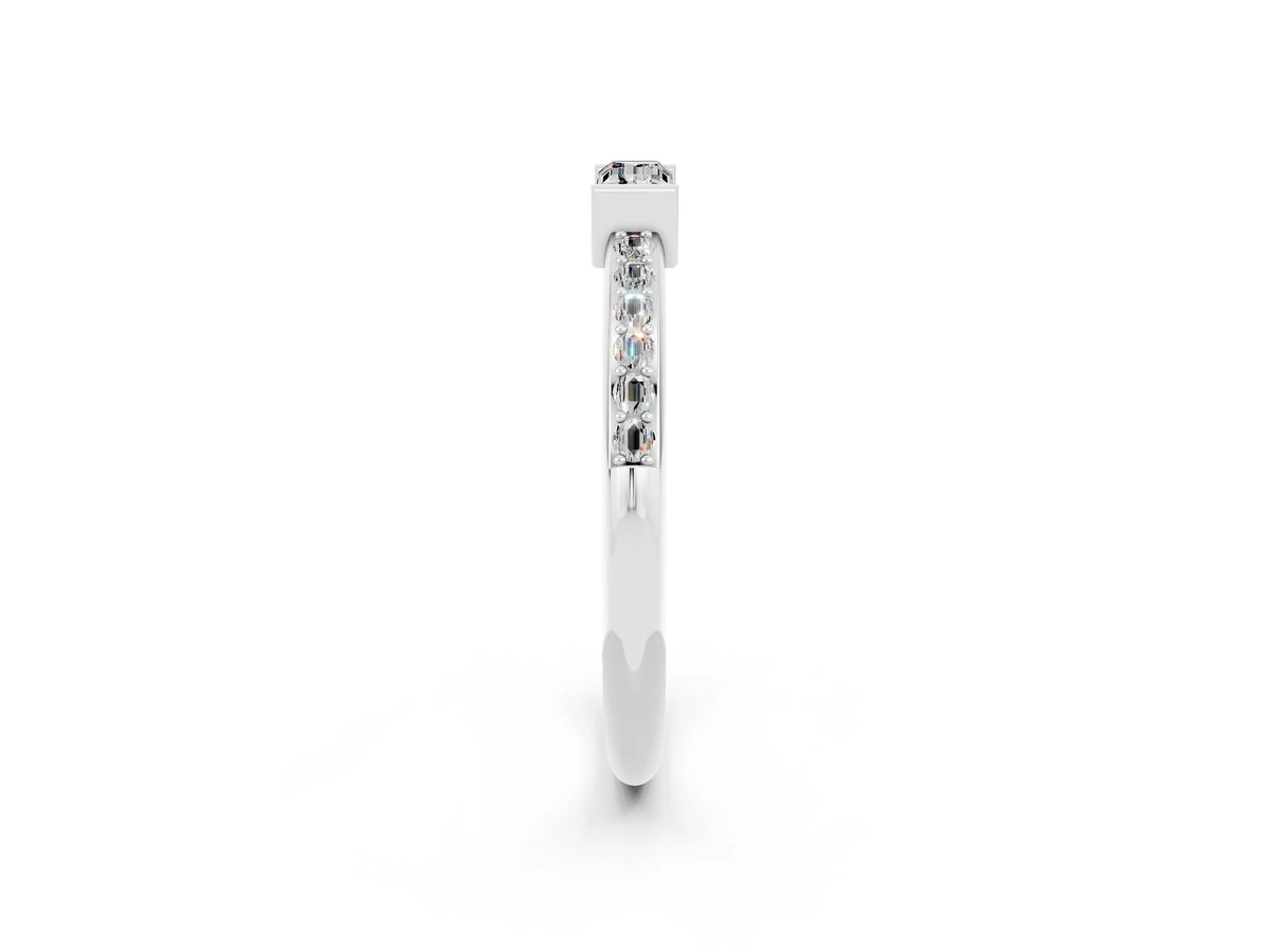 Baguette Moissanite Pavé Band in Silver with Bar Setting_2