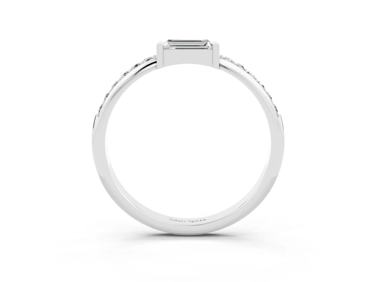 Baguette Moissanite Pavé Band in Silver with Bar Setting_3