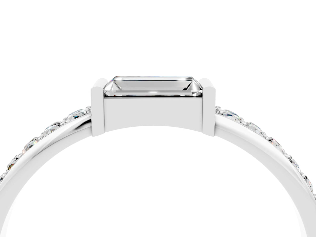Baguette Moissanite Pavé Band in White gold with Bar Setting_4