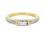 Baguette Moissanite Pavé Band in Yellow gold with Bar Setting