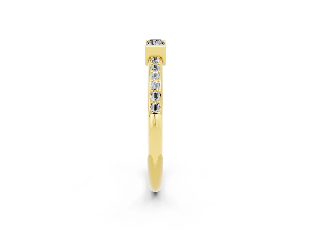 Baguette Moissanite Pavé Band in Yellow gold with Bar Setting_2