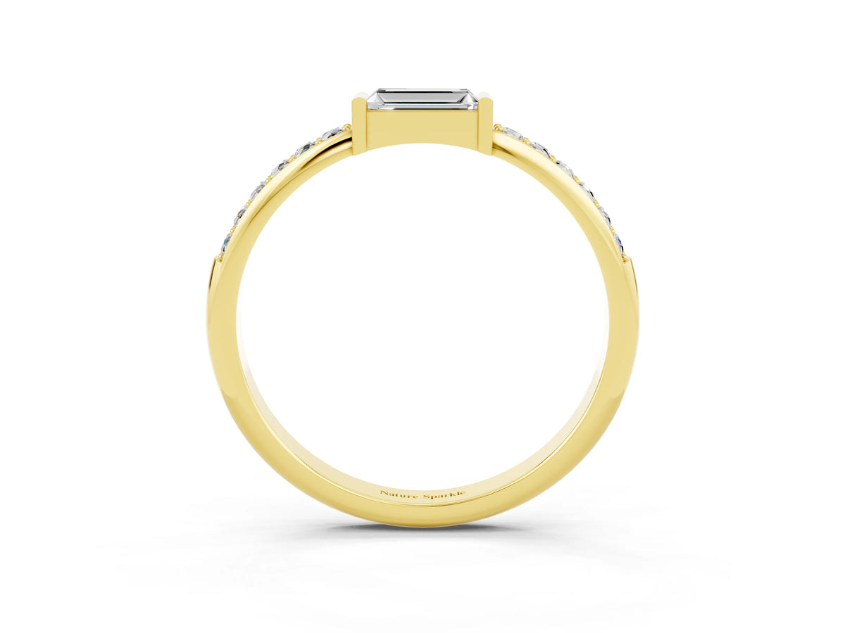 Baguette Moissanite Pavé Band in Yellow gold with Bar Setting_3