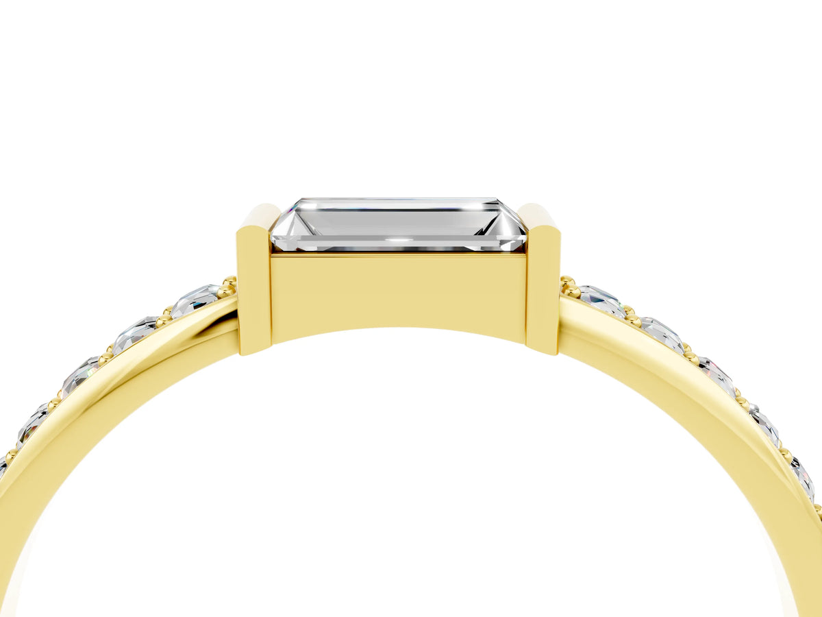 Baguette Moissanite Pavé Band in Yellow gold with Bar Setting_4